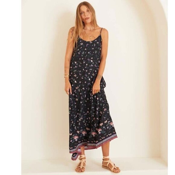 Natalie Martin Dresses & Skirts - 💕NATALIE MARTIN💕 Heather Silk Maxi Slip Dress ~ Lotus Print Nero Medium M NWT
